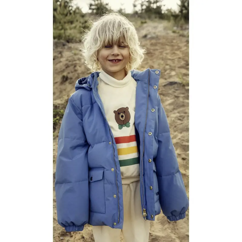 Mini Rodini Blue Solid Heavy Puffer 2