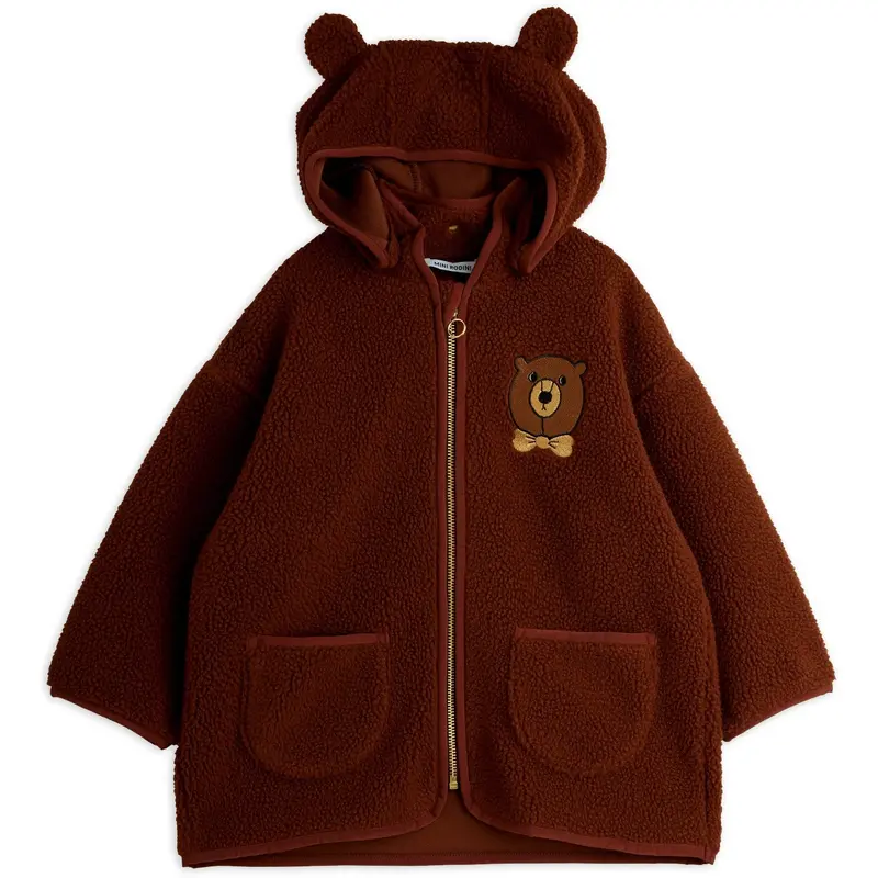 Mini Rodini Brown Bjørn Emb Pile Jakke 1