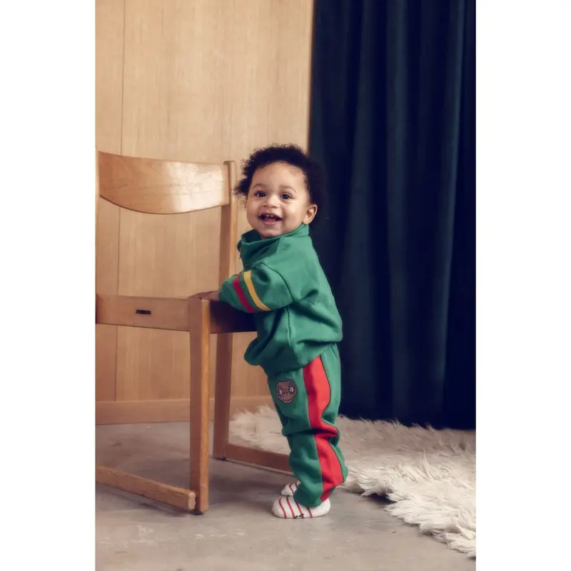 Mini Rodini Green E.T Emb Halfzip Sweatshirt 5
