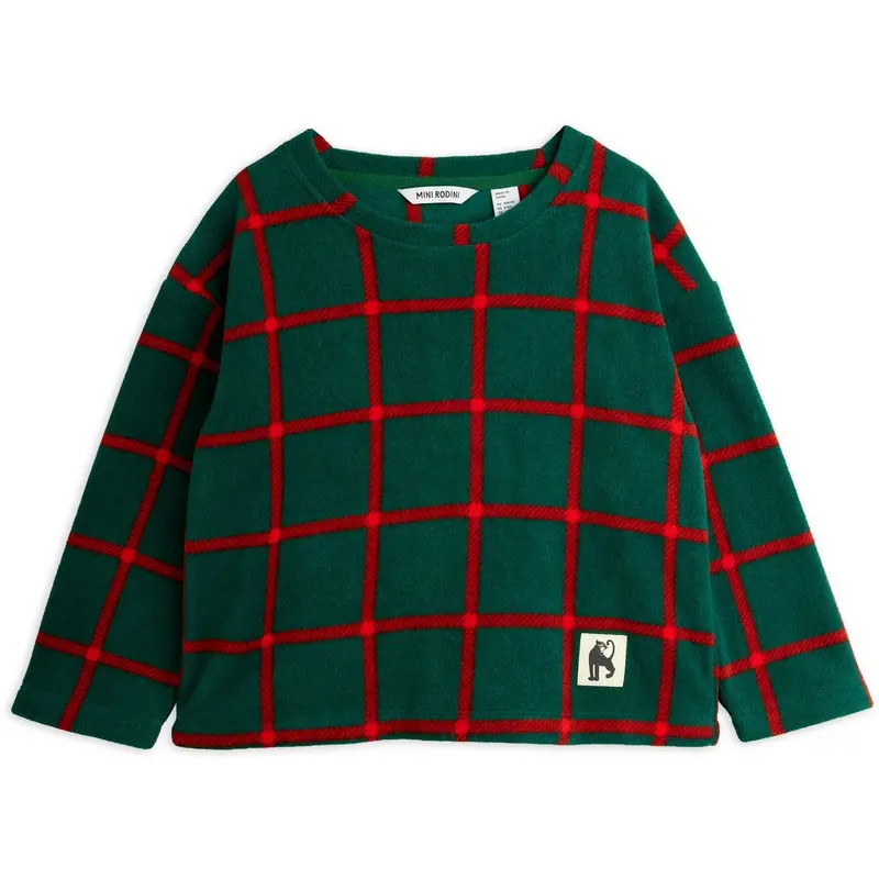 Mini Rodini Green Plaid Aop Fleece Ls Top 1