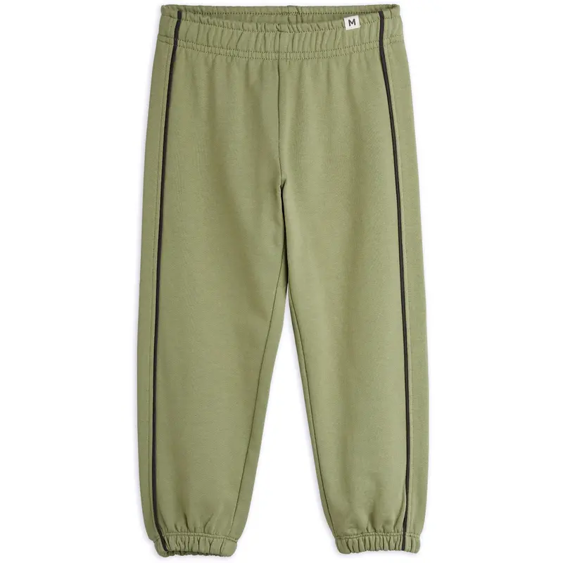 Mini Rodini Green Plain Piping Sweatpants 1