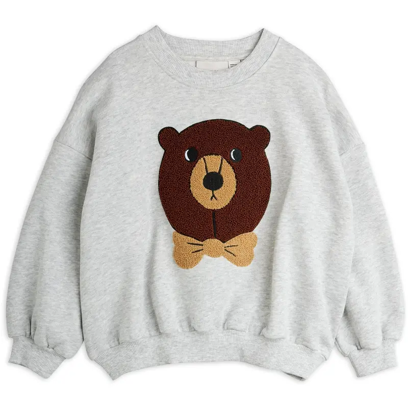 Mini Rodini Grey Melange Bjørn Chenille Sweatshirt 1