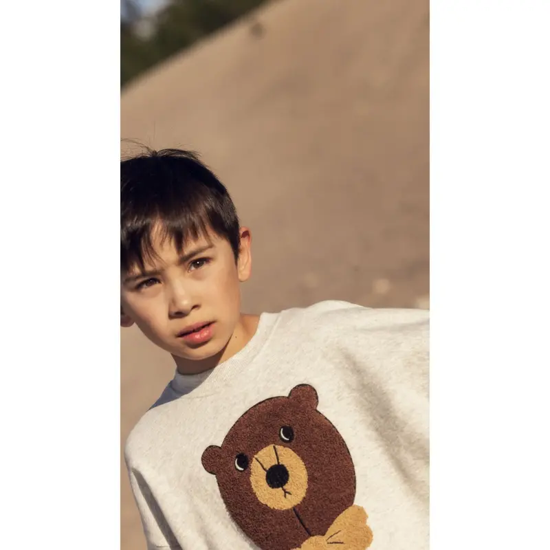 Mini Rodini Grey Melange Bjørn Chenille Sweatshirt 2