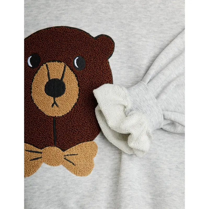 Mini Rodini Grey Melange Bjørn Chenille Sweatshirt 4