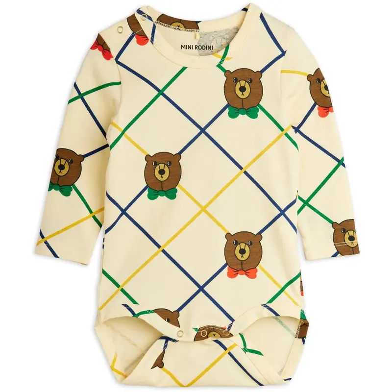 Mini Rodini Off-White Bjørn Check Aop Ls Body 1