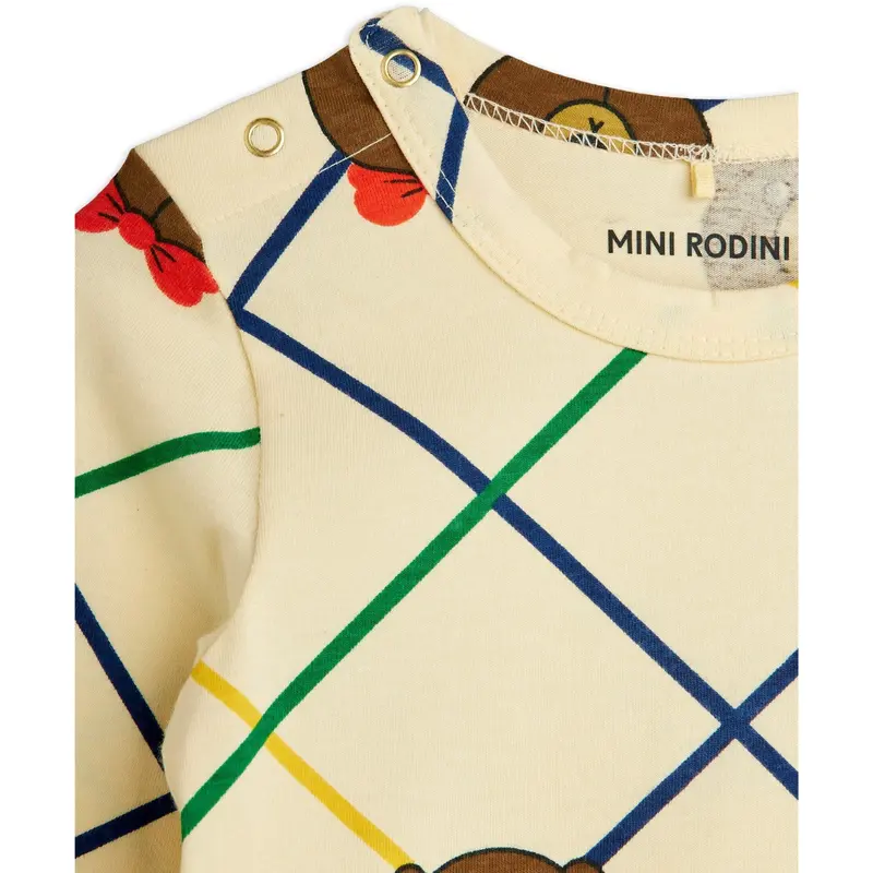 Mini Rodini Off-White Bjørn Check Aop Ls Body 2