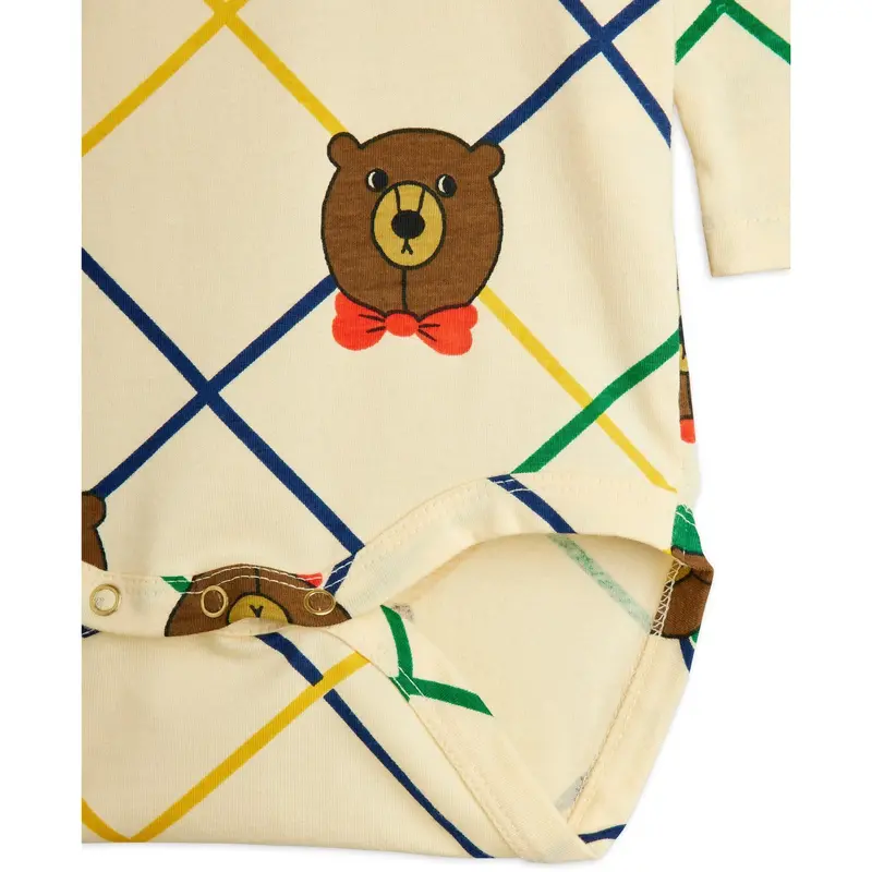 Mini Rodini Off-White Bjørn Check Aop Ls Body 3