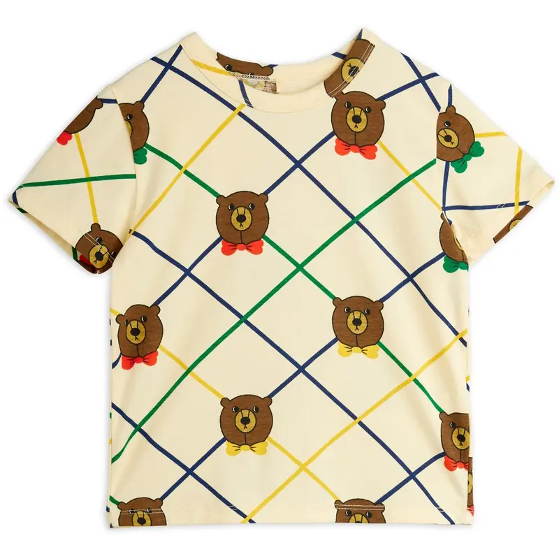 Mini Rodini Off-White Bjørn Check Aop Ss Tee 1