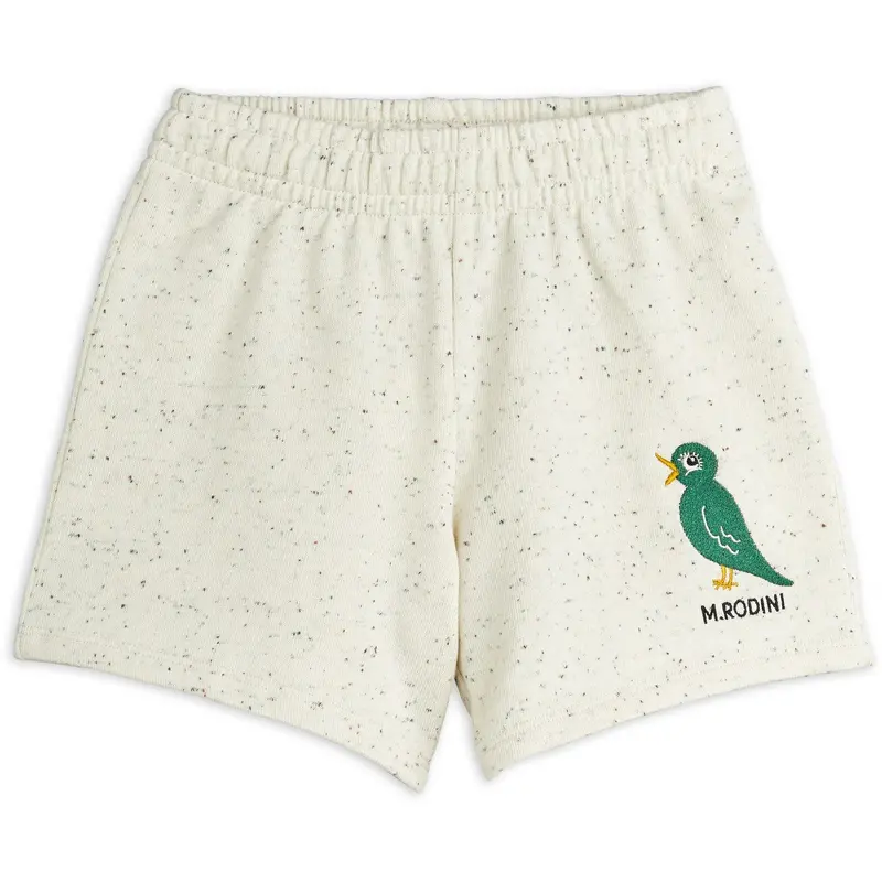 Mini Rodini Offwhite Bird Emb Neps Sweatshorts 1
