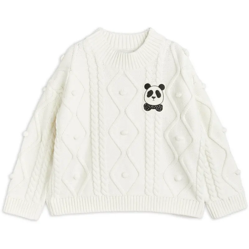 Mini Rodini Offwhite Panda Texture Strik Sweater 1