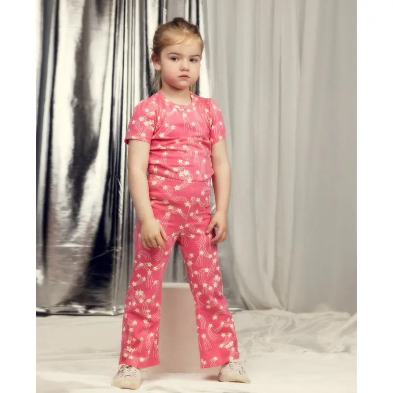 Mini Rodini Pink Starfall Aop Puff Sleeve Ss Top 2