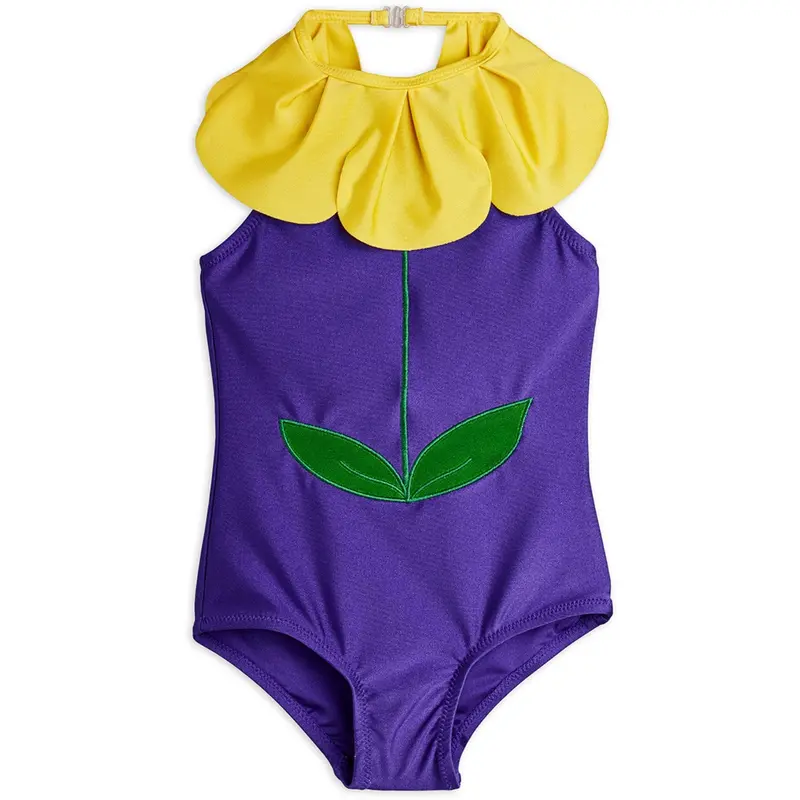 Mini Rodini Purple Flower Halterneck Badedragt 1