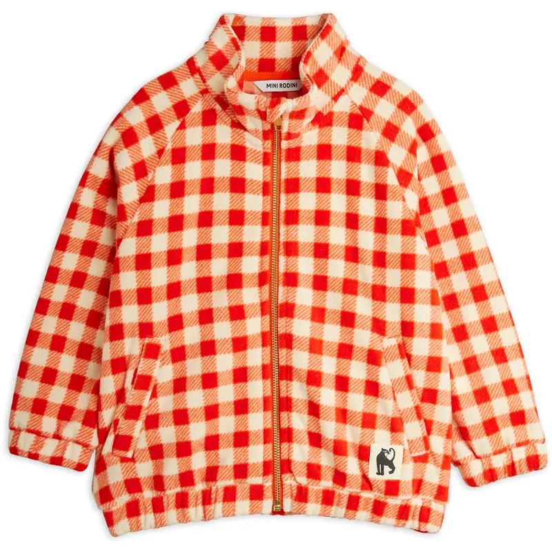 Mini Rodini Red Gingham Aop Fleece Jakke 1