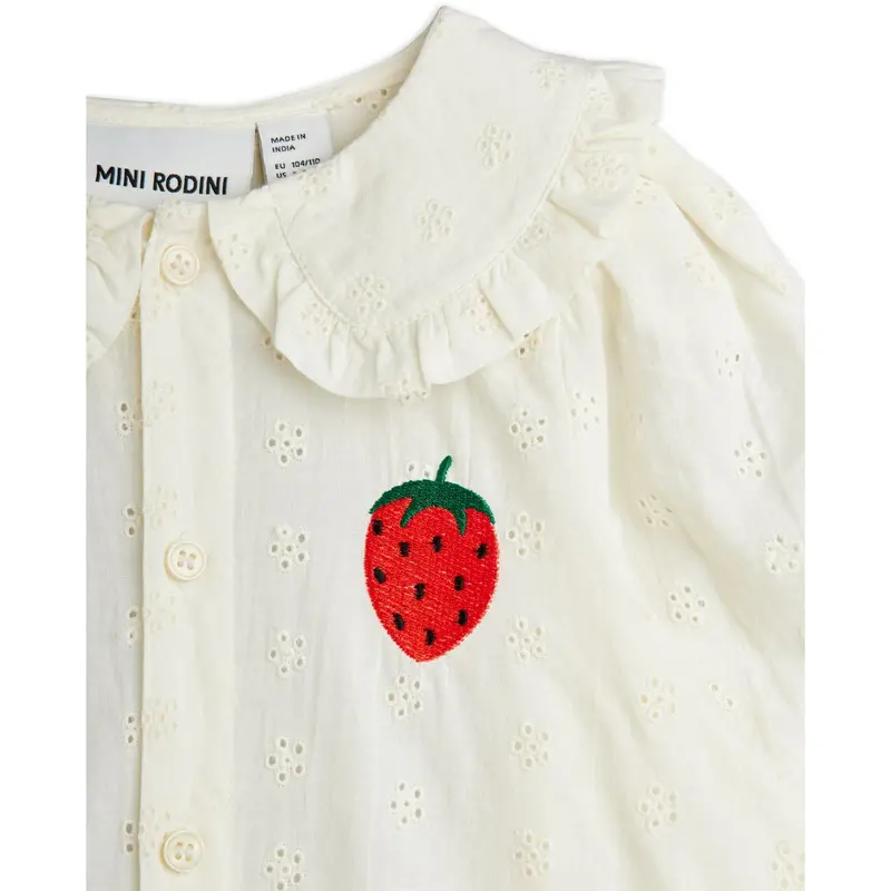Mini Rodini White Strawberry Emb Schiffli Bluse 4