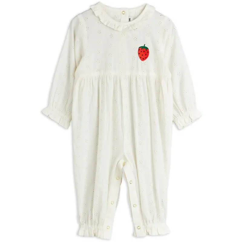 Mini Rodini White Strawberry Emb Schiffli Buksedragt 1