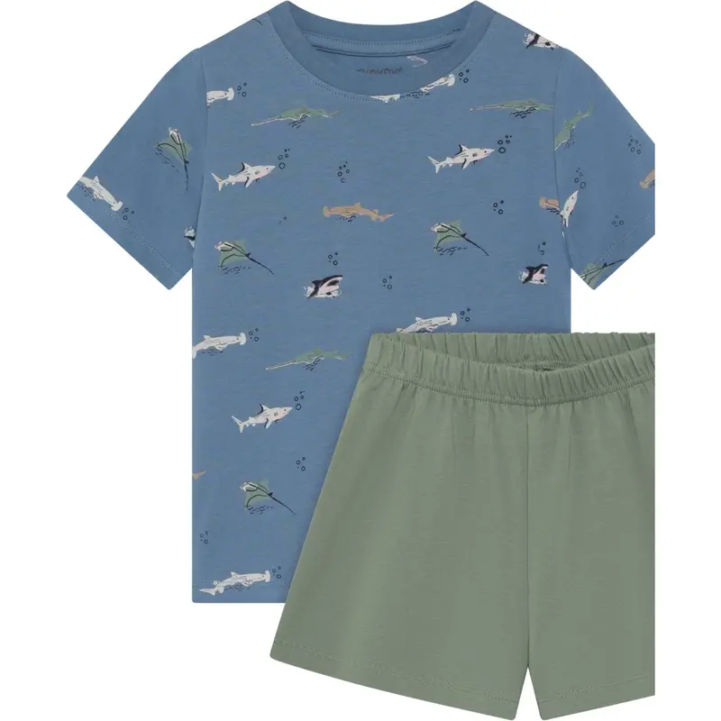 Minymo Blue Shadow T-Shirt+Short Sæt Aop 1