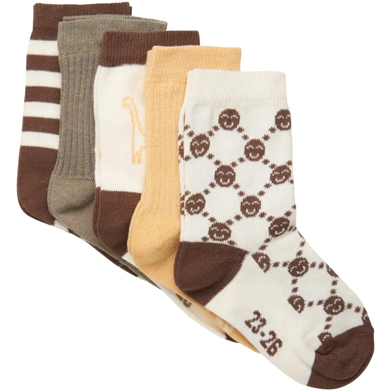 Minymo Cocoa Brown Strømper M/ Pattern 5-Pack 1