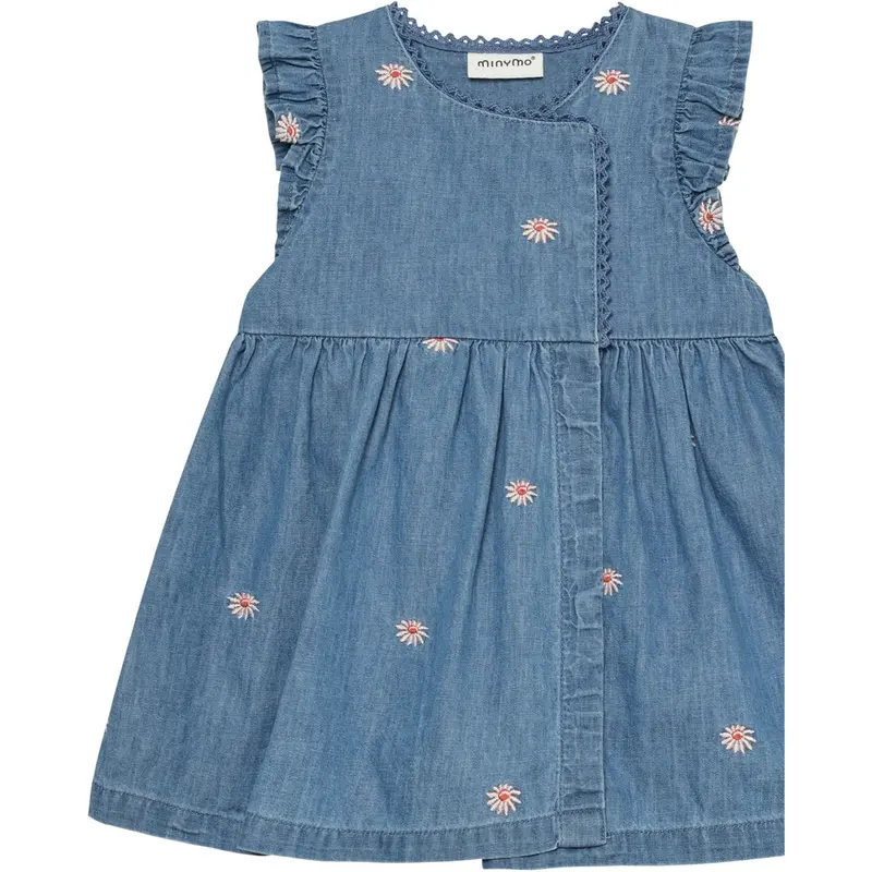 Minymo Faded Denim Kjole Ss Emb. Chambray 1