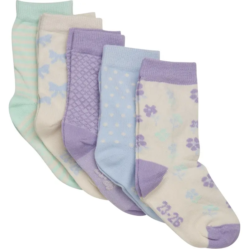 Minymo Lavender Strømper M/ Pattern 5-Pack 1