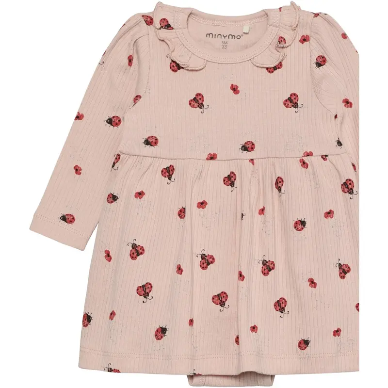 Minymo Peach Whip Body Kjole Ls Aop Rib 1