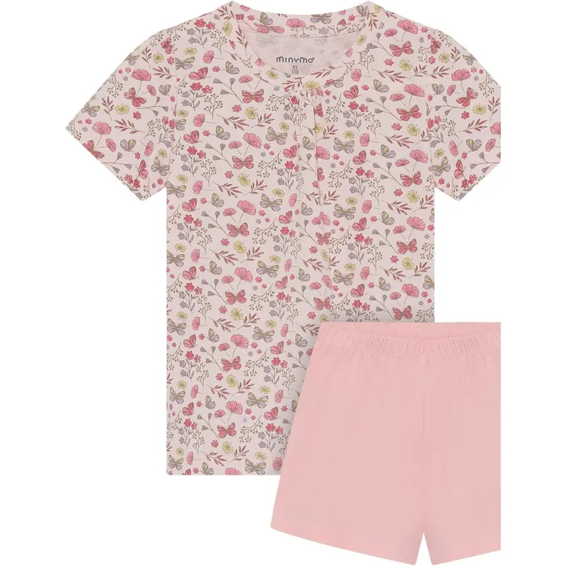 Minymo Raindrops On Roses T-Shirt+Short Sæt Aop 1