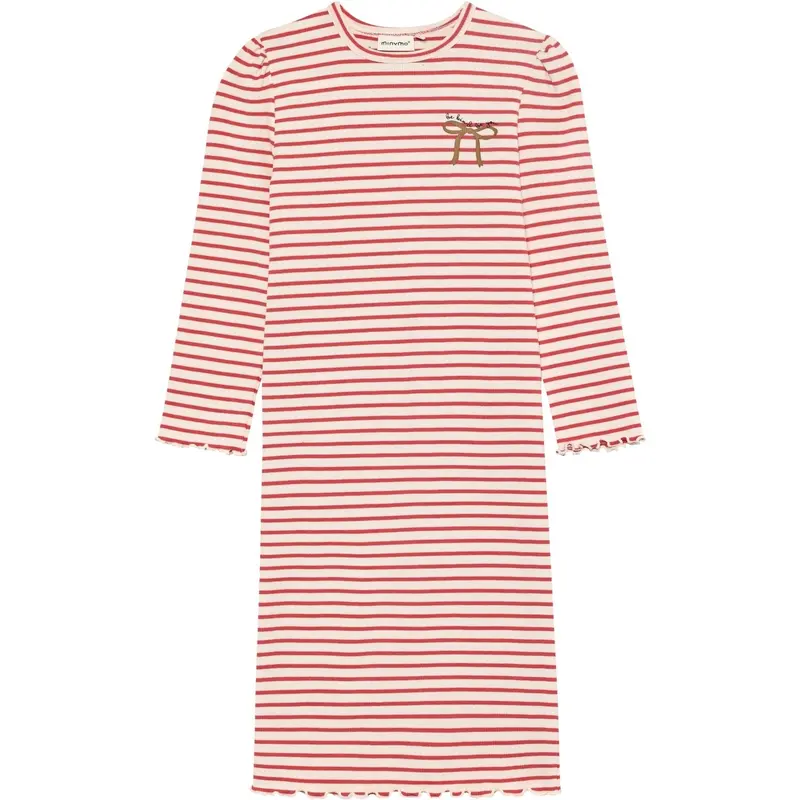 Minymo Spiced Coral Kjole Ls Rib 1