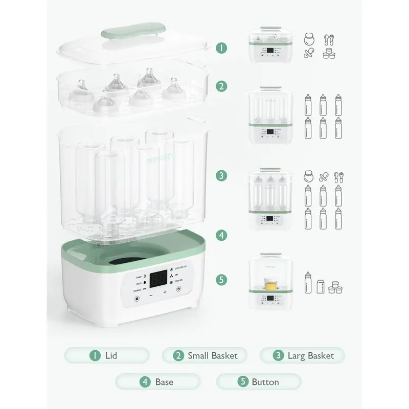 Momcozy 8-In-1 Elektrisk Damp Baby Flaske Sterilisator 2