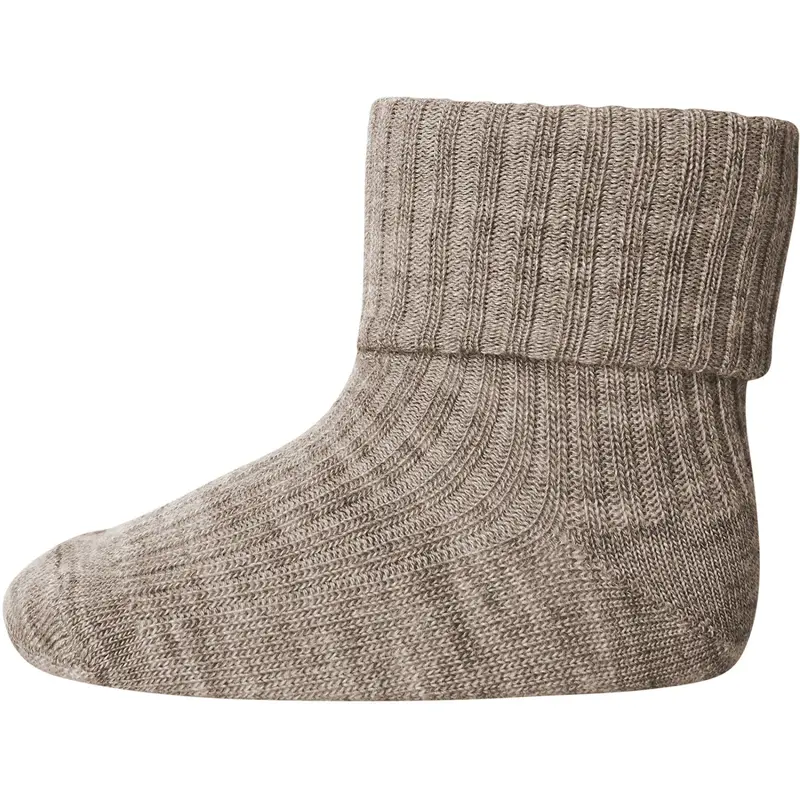 Mp Danmark Light Brown Melange Uld Rib Baby Strømper 1