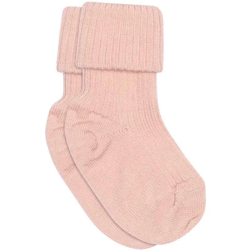 Mp Danmark Rose Dust Uld Rib Baby Strømper 3-Pak 2