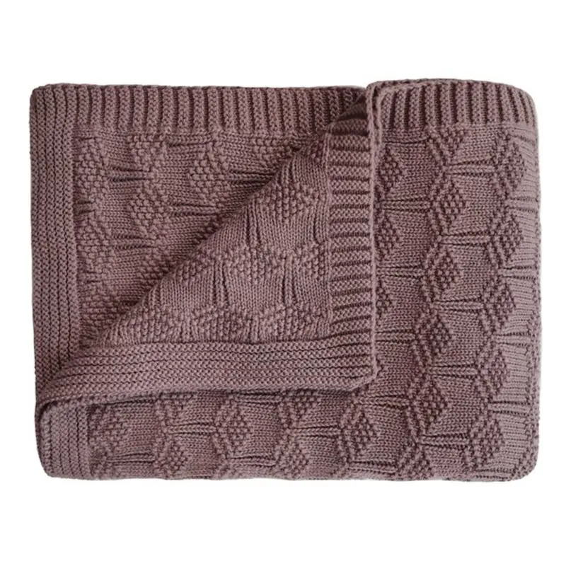 Mushie Honeycomb Desert Rose Strikket Baby Tæppe 1