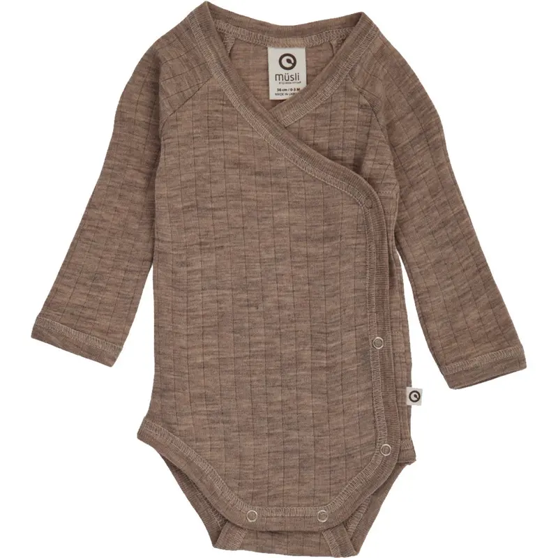 Müsli Walnut Melange Woolly Rib Slå-Om L/S Body 1