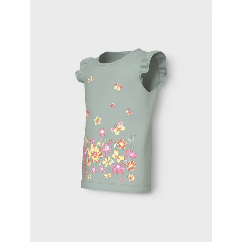 Name It Aqua Gray Yellow Flower Vayana Capsl Top 2