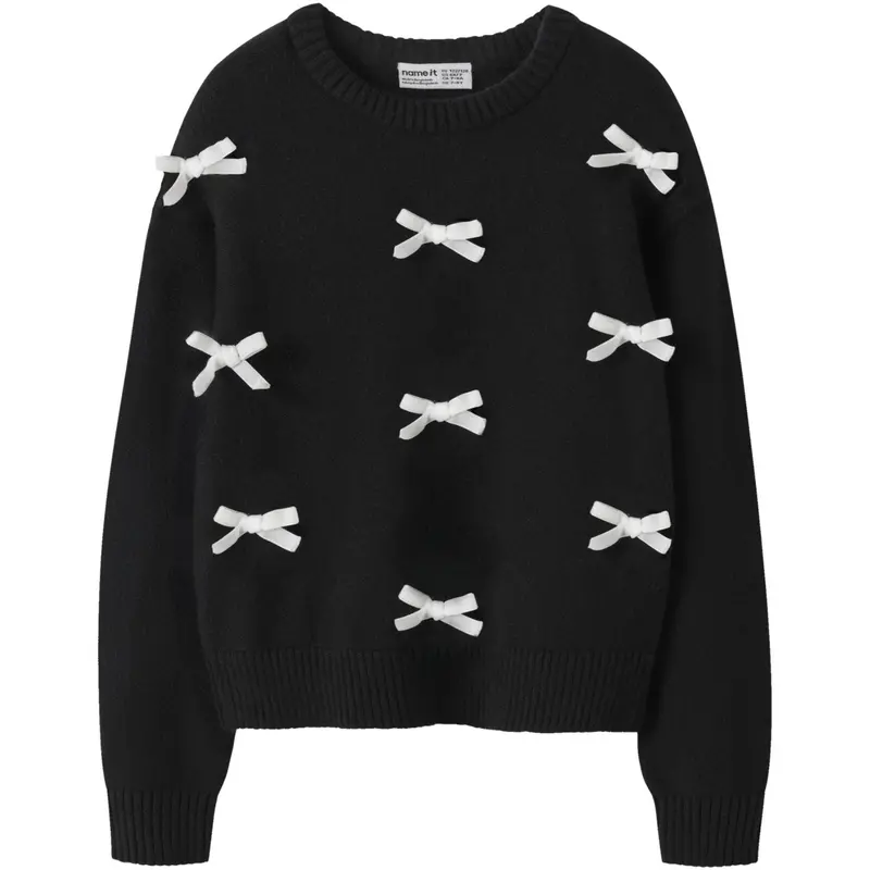 Name It Black Bright White Bow Nkfsonja Ls Strik 1