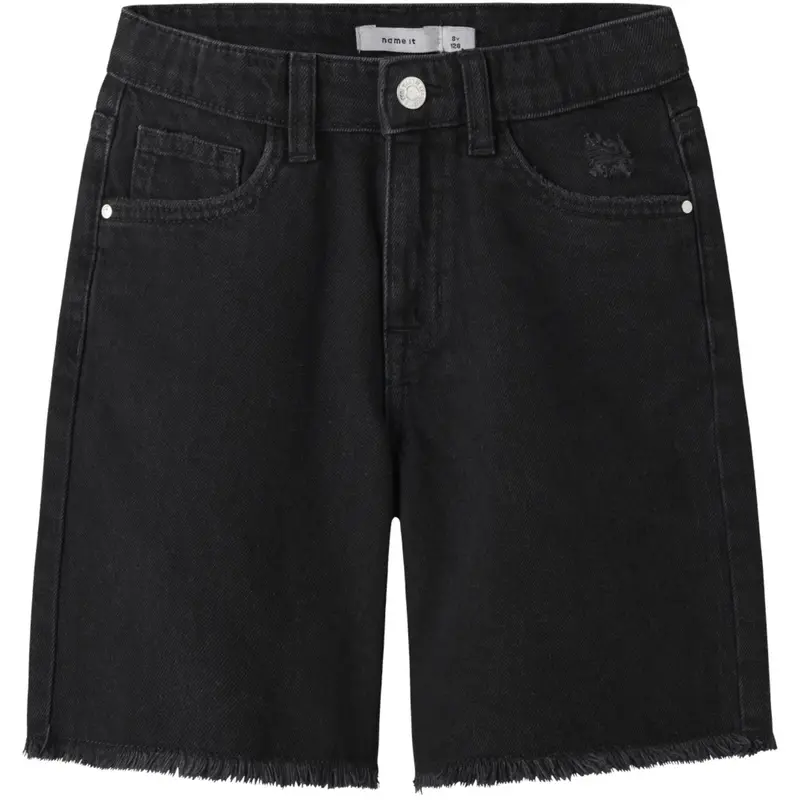 Name It Black Denim Nkfbella Hw Wide Dnm Shorts 1488-Be Noos 1