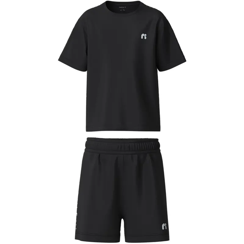 Name It Black Nkndemu Ss Nreg Shorts Sæt 1