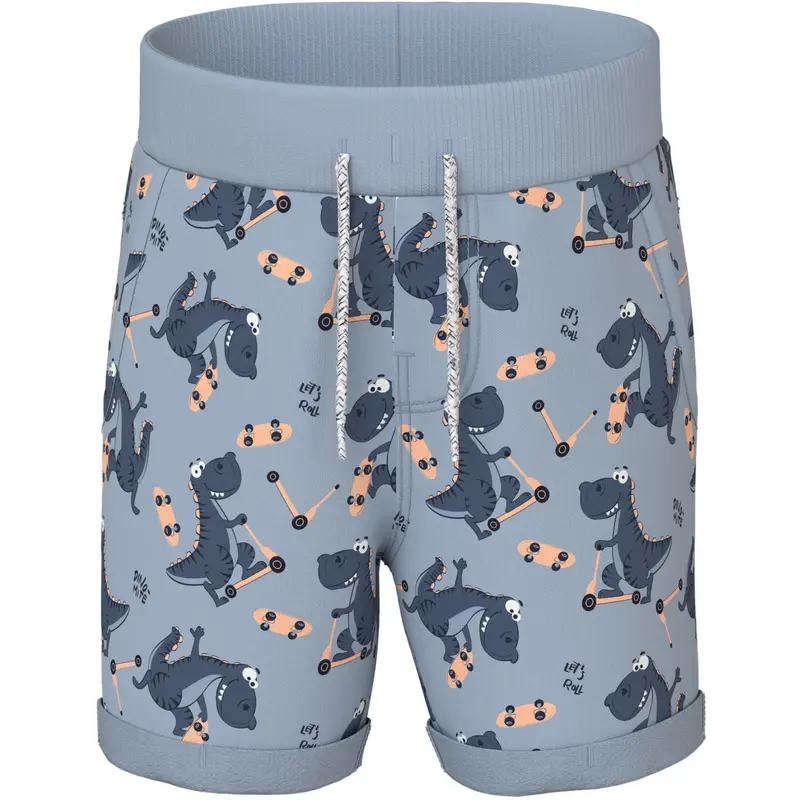 Name It Blue Fog Dino Skater Nmmvermo Aop Long Swe Shorts Unb 1