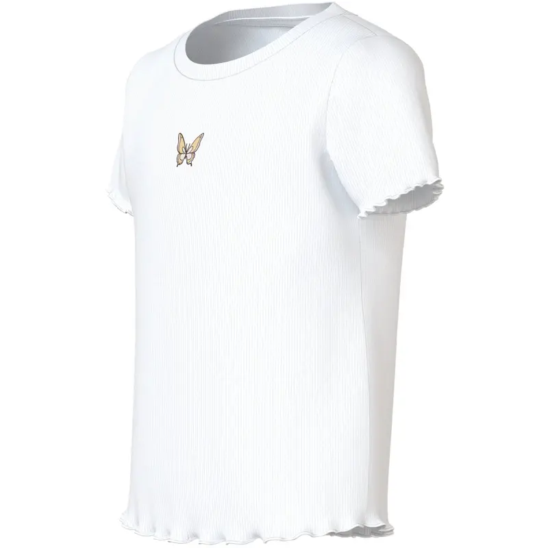 Name It Bright White Butterfly Embroidery Nmfvivemma Ss Slim Top 2