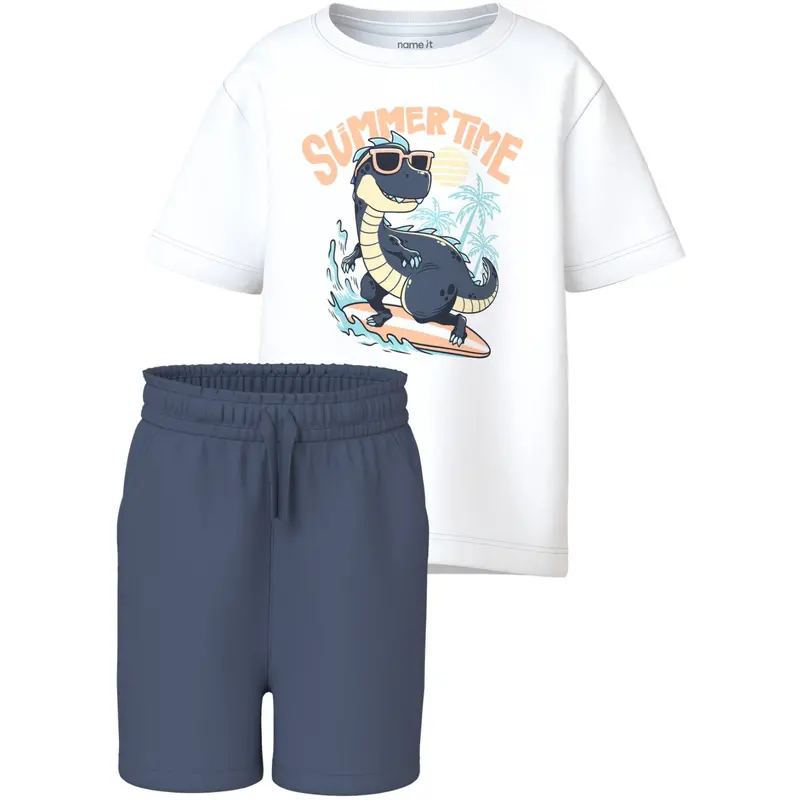 Name It Bright White Summer Time Nmmvigor Ss Nreg Top Sæt 1