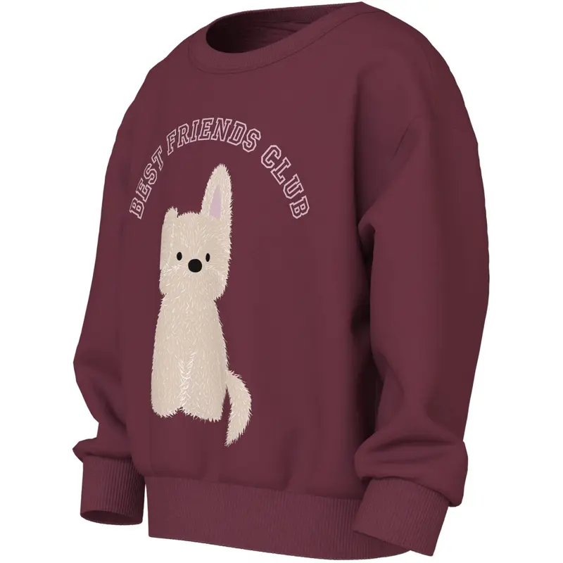 Name It Burgundy Best Friend Club Nmfviloui Ls Rlx Sweat Bru 2