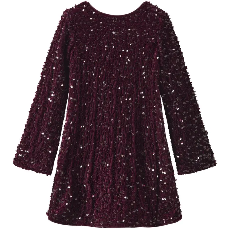 Name It Burgundy Black Bow Nkfrusitta Ls Kjole 1