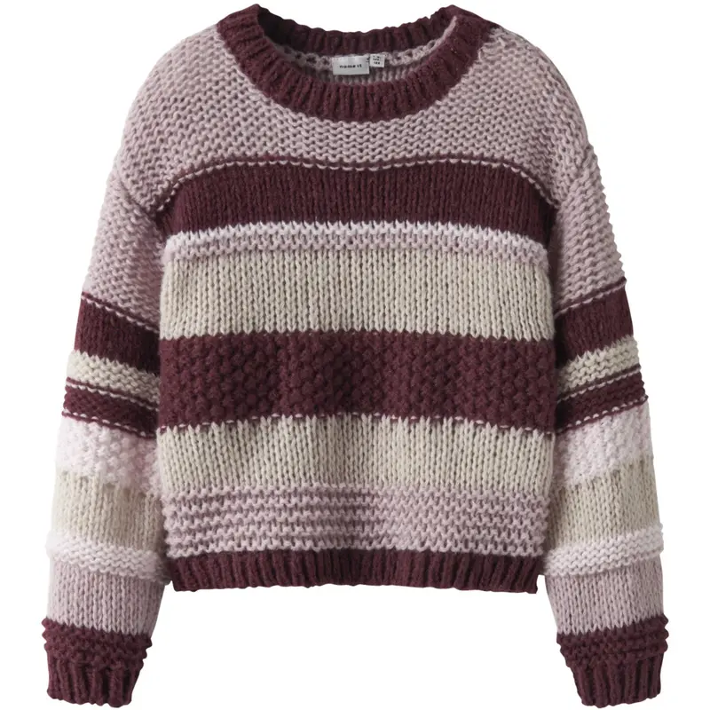 Name It Burgundy Nkfoline Ls Strik 1