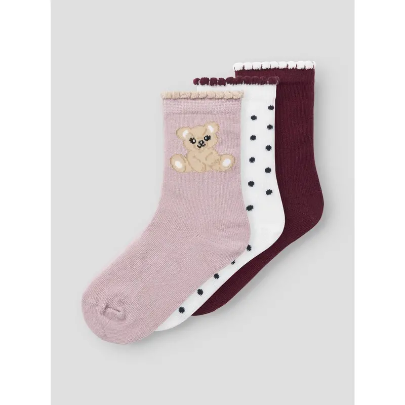 Name It Burgundy Nmfriva 3P Strømper 4