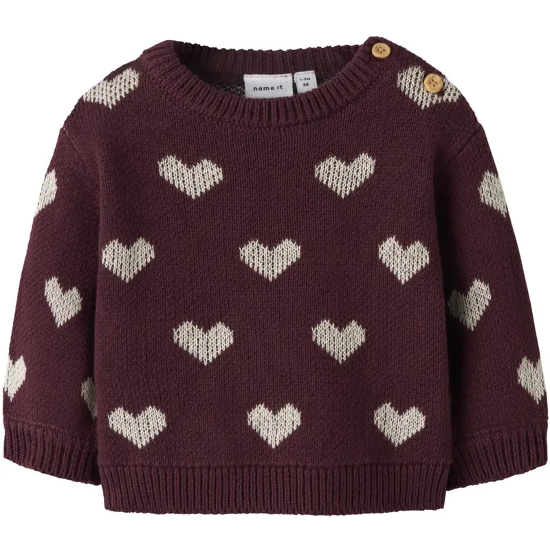 Name It Burgundy Peyote Heart Nbfoana Ls Strik 1