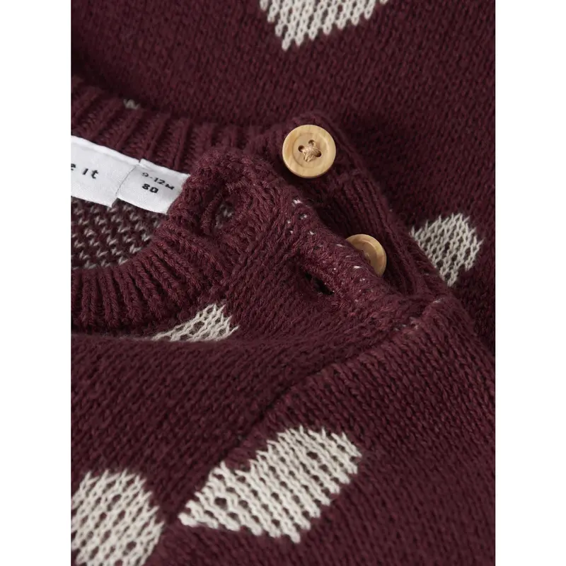 Name It Burgundy Peyote Heart Nbfoana Ls Strik Kjole 2
