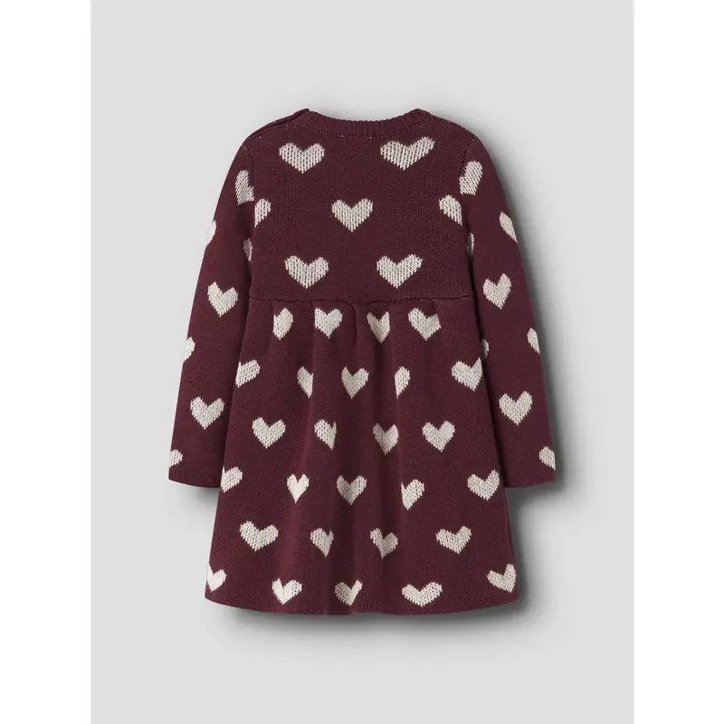 Name It Burgundy Peyote Heart Nbfoana Ls Strik Kjole 3