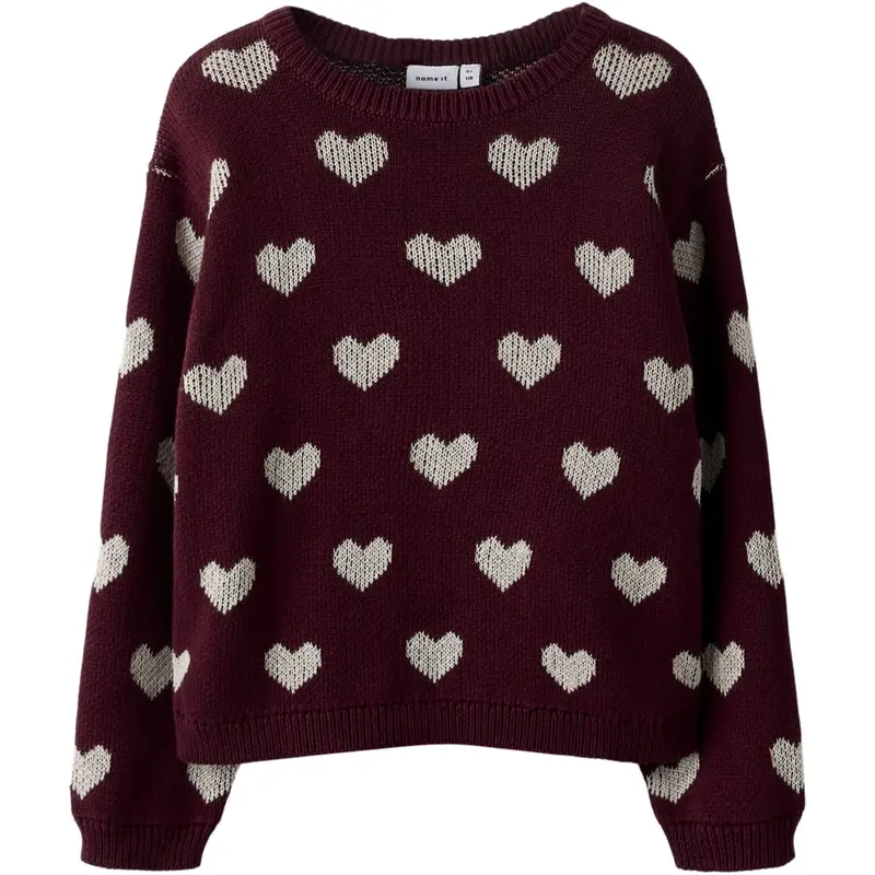 Name It Burgundy Peyote Heart Nmfoana Ls Strik 1