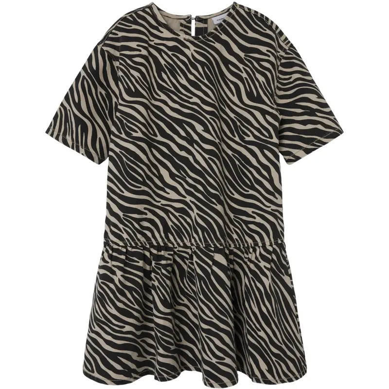 Name It Cement Black Zebra Nkfzebra Twill Ss Kjole 4003-Td D 1