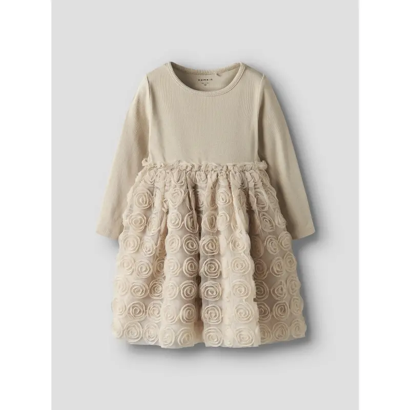 Name It Cement Nmfsykia Tulle Ls Dress 3