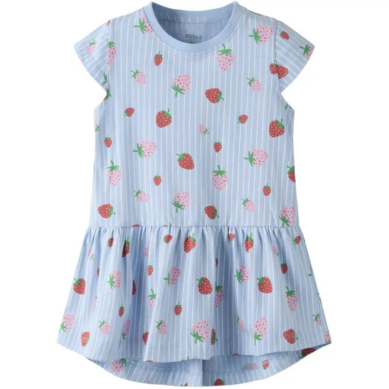 Name It Chambray Blue Striped Strawberry Nmfvigga Capsl Kjole F1 Noos 1