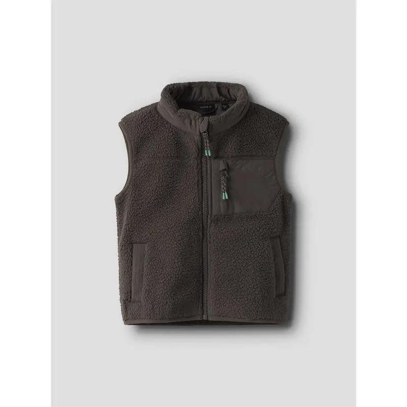 Name It Chocolate Brown Nmmmiller Sherpa Vest 3